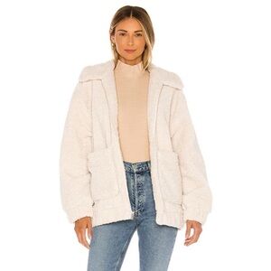 UGG Women's Size Medium Ivory Jackeline Teddy Bear Jacket Full Zip Front Pockets